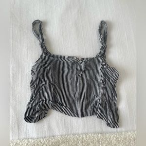 Cropped, striped, straight neckline top